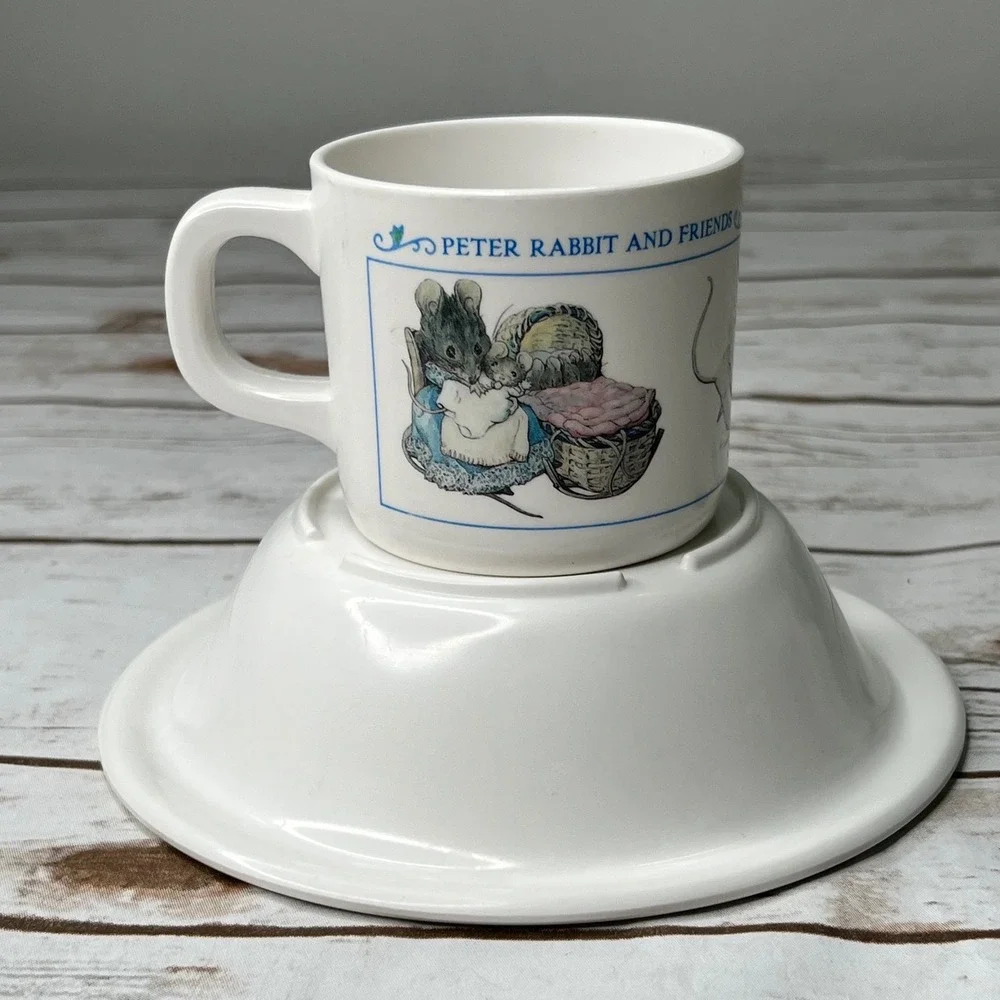 Eden Peter Rabbit and Friends Bowl Mug Set White Melamine Beatrix Potter OS